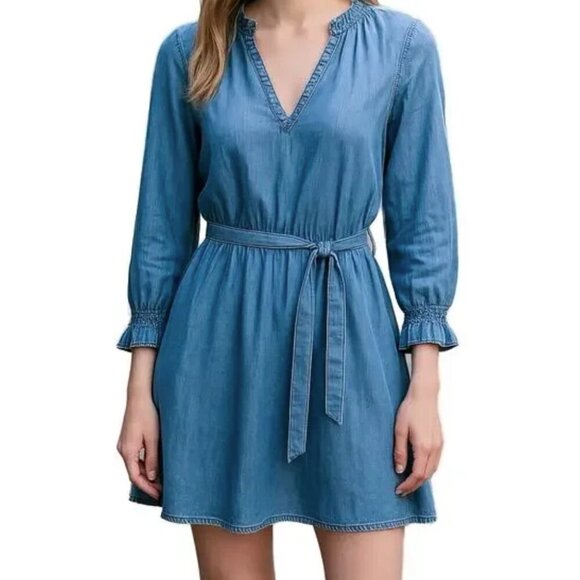 Cloth & Stone Denim Dress Belted Chambray Boho Minimalist Coastal Casual M - Picture 11 of 11